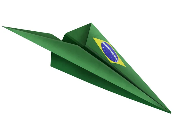 Illustrazione Aeroplano Carta Con Bandiera Del Paese Brasile — Foto Stock
