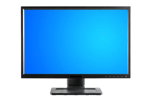 Black monitor with blank blue screen — Stock Photo, Image