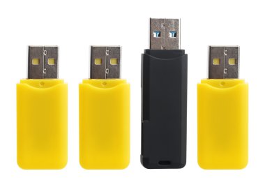 Yellow and black USB flash drives clipart