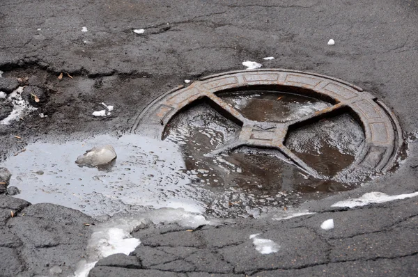 Sanitary Sewer Manhole — Stock Photo, Image