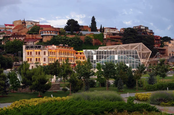 Weergave van Tbilisi van brug van vrede — Stockfoto