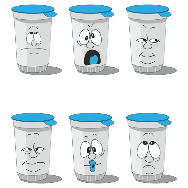 Set smiling plastic cups 005 — Stock Vector