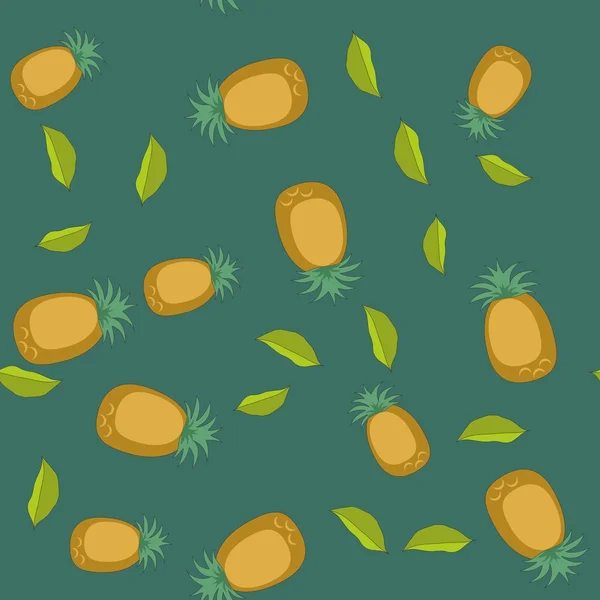 Pola mulus dengan nanas kartun. Buah latar belakang berulang. Tekstur cetak tak berujung. Rancangan kain. Wallpaper 590 - Stok Vektor