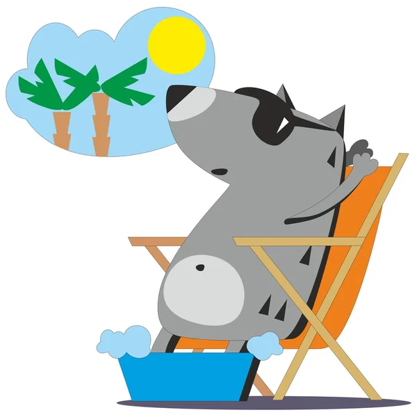 Lobo sonhando com férias —  Vetores de Stock