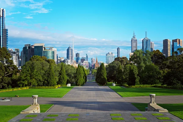 MELBOURNE, AUSTRALIA - 31 DE ENERO DE 2016: Una foto panorámica del CDB de Melbourne . —  Fotos de Stock