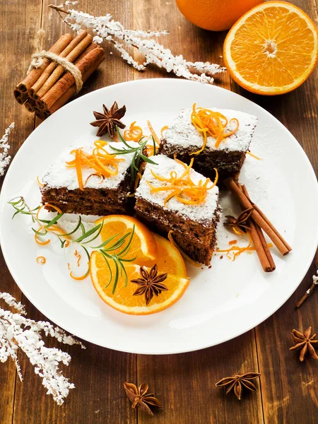 Christmas chocolate brownies — Stock Photo, Image