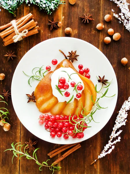 Kerst peer dessert — Stockfoto
