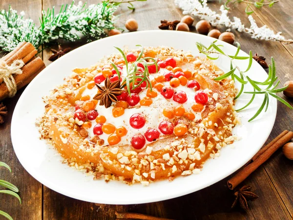 Weihnachtsbirnendessert — Stockfoto