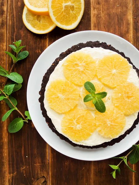 Chocolate orange Tart — Stock Photo, Image