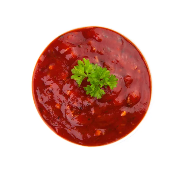 Rote Sauce isoliert auf weißem Hintergrund — Stockfoto