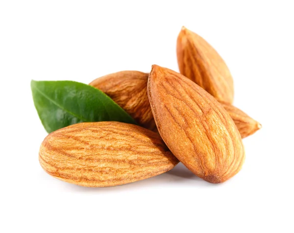 Amandes noix isolées sur fond blanc Images De Stock Libres De Droits