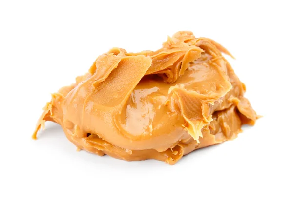 Erdnussbutter-Aufstrich isoliert auf weiß Stockbild