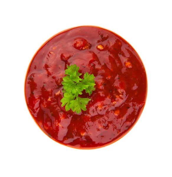 Κόκκινη σάλτσα που απομονώνονται σε λευκό φόντο Royalty Free Εικόνες Αρχείου