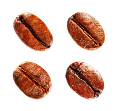 Kahve çekirdekleri beyaz arka plan üzerinde izole. Ayarla.