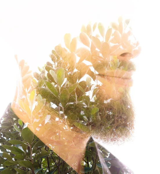 超現実的な創造的な二重露光肖像画 — ストック写真