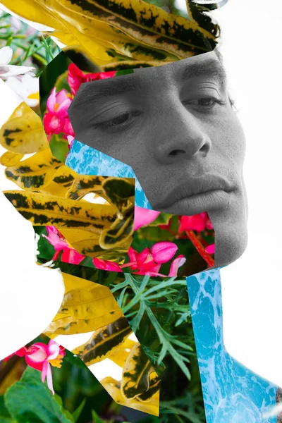 Kreative Collage gemischt mit einem Porträt — Stockfoto