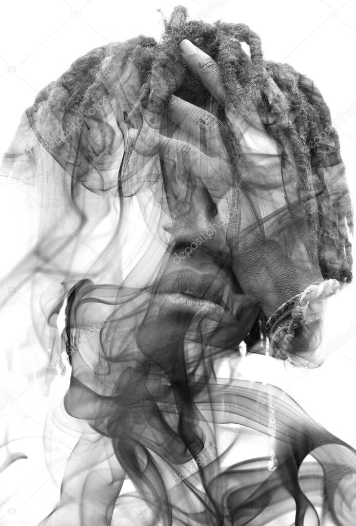 A portrait combined with smoke
