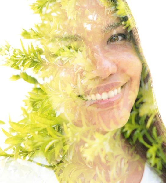 A surreal smiling asian woman portrait — Stock Photo, Image