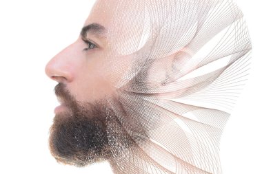 Dijital olarak işlenmiş bir insan portresi.