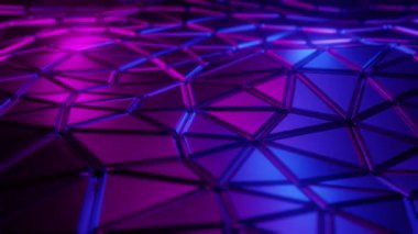 Neonla aydınlatılmış nirengi yüzeyi. 3 Boyutlu Canlandırma.