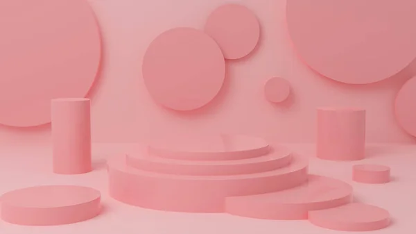 Розовая 3D иллюстрация пьедестала. — стоковое фото