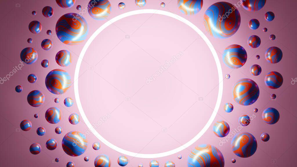 3D Illustration of a round frame emitting light