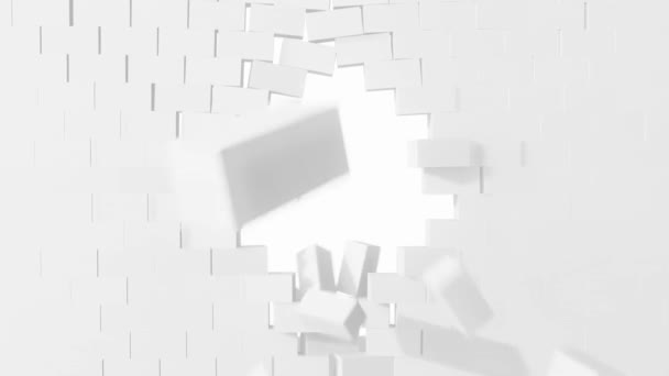 Pared de ladrillo blanco. Animación 3D. — Vídeo de stock