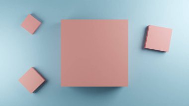 Mavi bir yüzeydeki küplerin 3B görüntüsü,