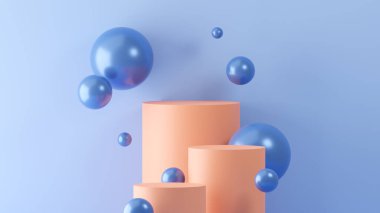 Turuncu ve mavi renkli 3B Görüntü.