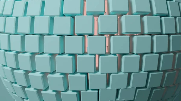 Sfera turchese composta da cubi.3D Illustrazione. — Foto Stock