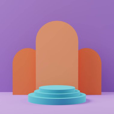 Boş bir podyumun renkli 3D çizimi