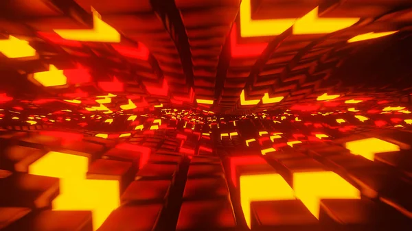 An abstract surface with lit cubes 3D render — Stock Photo, Image