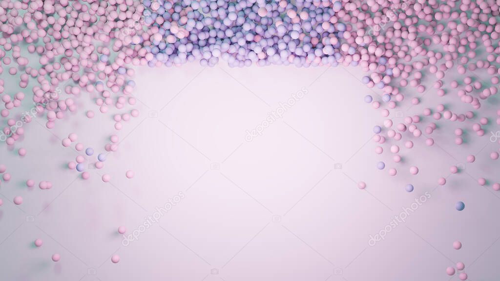 3D Illustration of pink and blue particles.