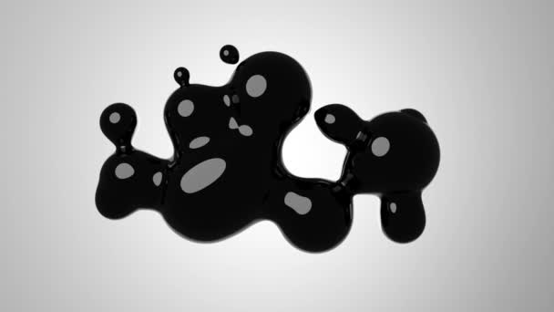 Schwarz glänzende, schwebende Metaballs vor weißem Hintergrund. — Stockvideo