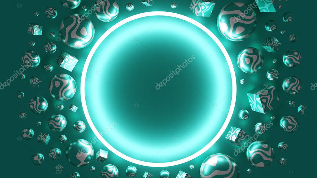 Abstract 3D Illustration with a round frame and a space for your text.