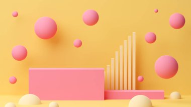 Ürün için boş bir alanı olan soyut bir sahne. 3B illüstrasyon.