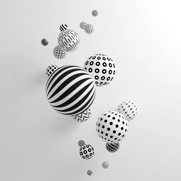 3D illustration of floating spheres with beautiful patterns — Stock Photo, Image