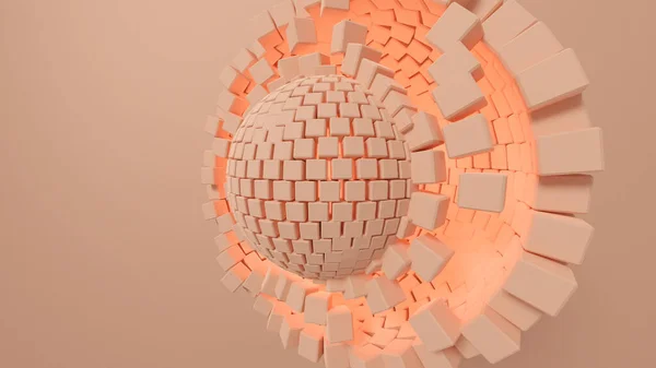 Ilustração 3D da esfera transformadora composta por cubos. — Fotografia de Stock
