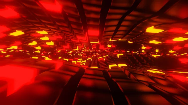 Vermelho neon luz cubos superfícies 3D render — Fotografia de Stock