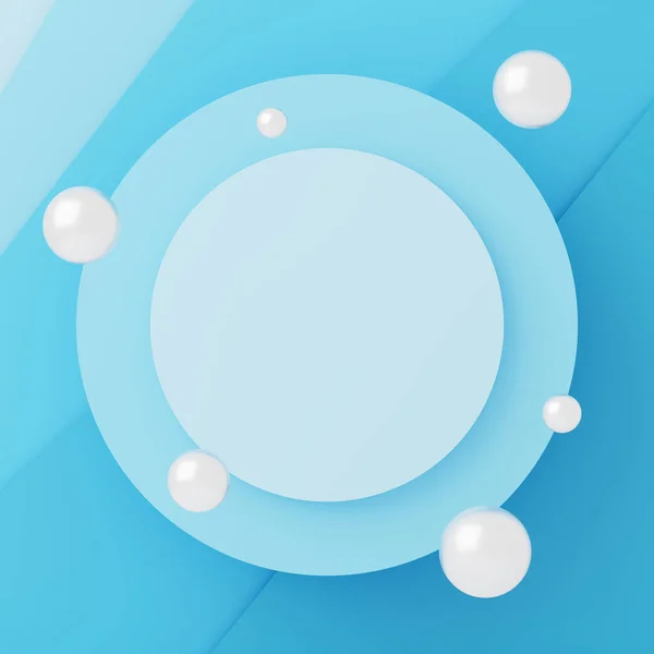 3D illustration of floating sphere and round empty frame — Stockfoto