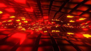 Aydınlatılmış küplerin soyut deseni taşınıyor