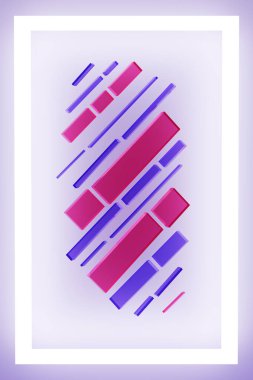 Colorful stripes inside a shining frame. 3D illustration.