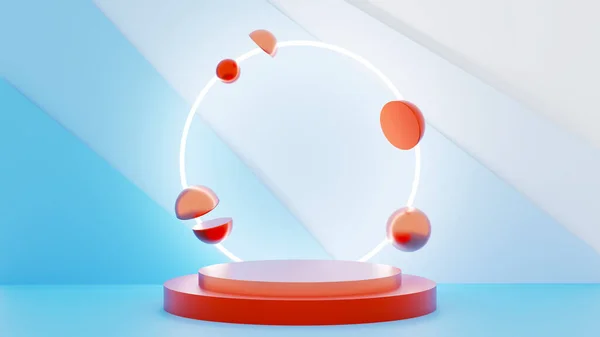 3D illustration of a platform lit by a ring light behind it — Φωτογραφία Αρχείου