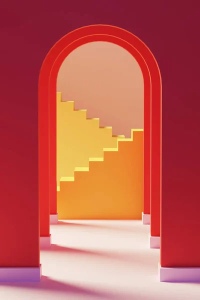 3D Illustration av valv och trappor — Stockfoto