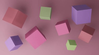 Renkli küplerin 3 boyutlu çizimi
