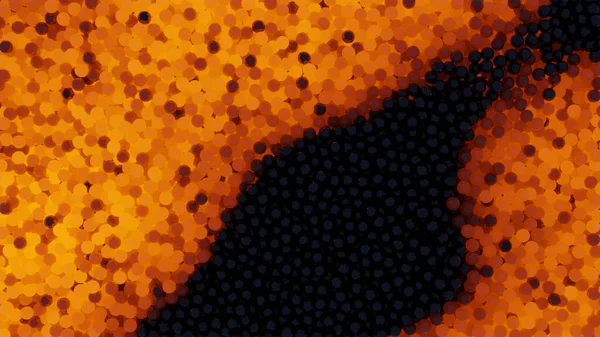 Αμέτρητα μαύρα λαμπερά πορτοκαλί σωματίδια. 3D απεικόνιση — Φωτογραφία Αρχείου