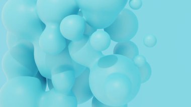 Yüzen küreler birbiri ile birleşiyor. 3B illüstrasyon