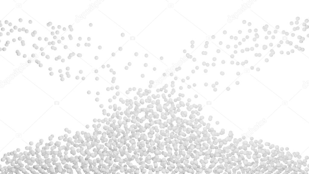 3D illustration of a pile of white particles