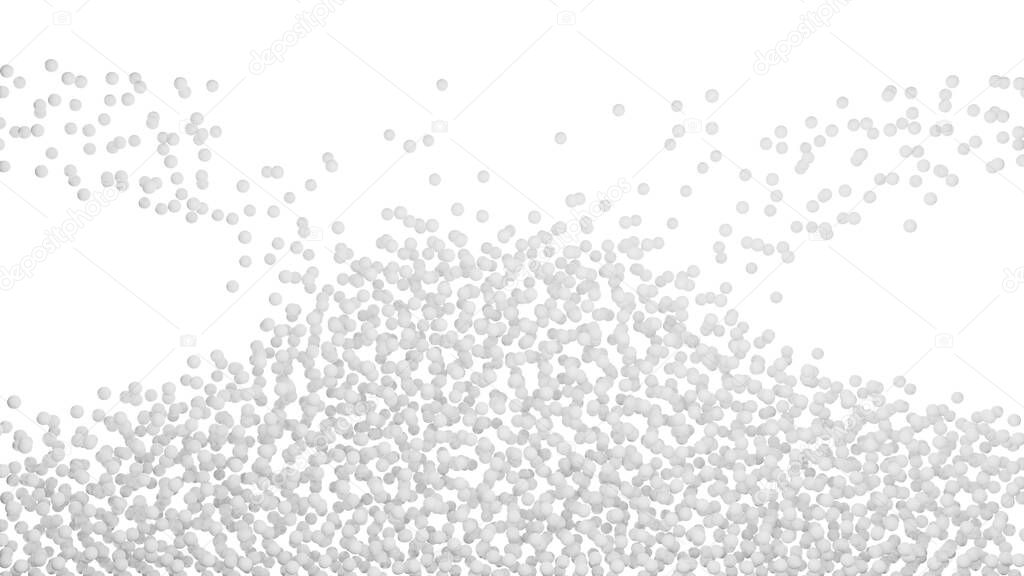 Conceptual 3D illustration of countless white particles