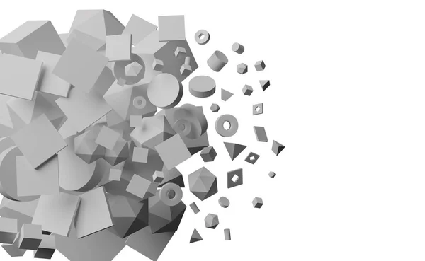 Ett flöde av abstrakta former. 3D-illustration — Stockfoto